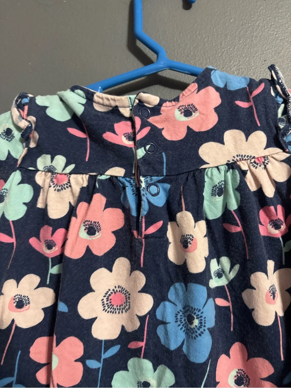 Carter's colorful feminine Flower 100% Cotton Long Sleeve A-Line Dress Girls 12m